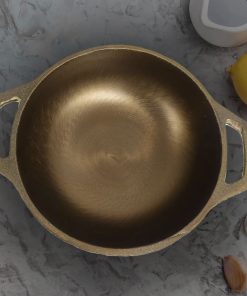 1.3 Liter Cast Iron Kadai / Kadhai 8 Inch with Double Handle